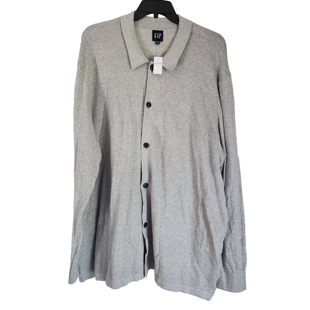 Gap Men's XXXL 3XL NWT Gray Button Front Grandpa Cardigan Sweater Big Tall Knit